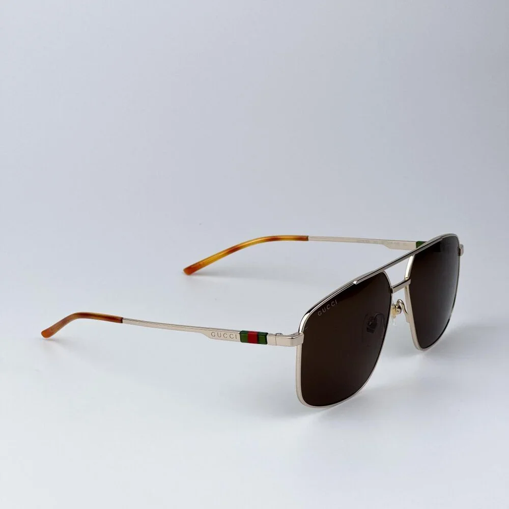 Gucci GG1676S 002 Men NAVIGATOR BRAND NEW Sunglasses Gold Brown Aviator